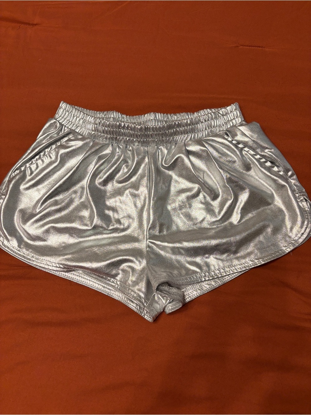 High-Shine Silver Go-Go Women's Athletic Shorts
